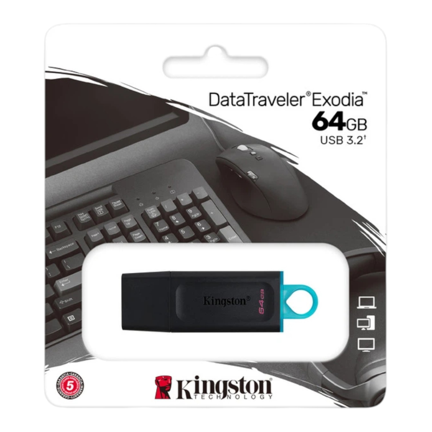 Флеш-пам'ять USB 64Gb USB3.2 Kingston DataTraveler Exodia Black/Teal (DTX/64GB) NEW 00-00007445